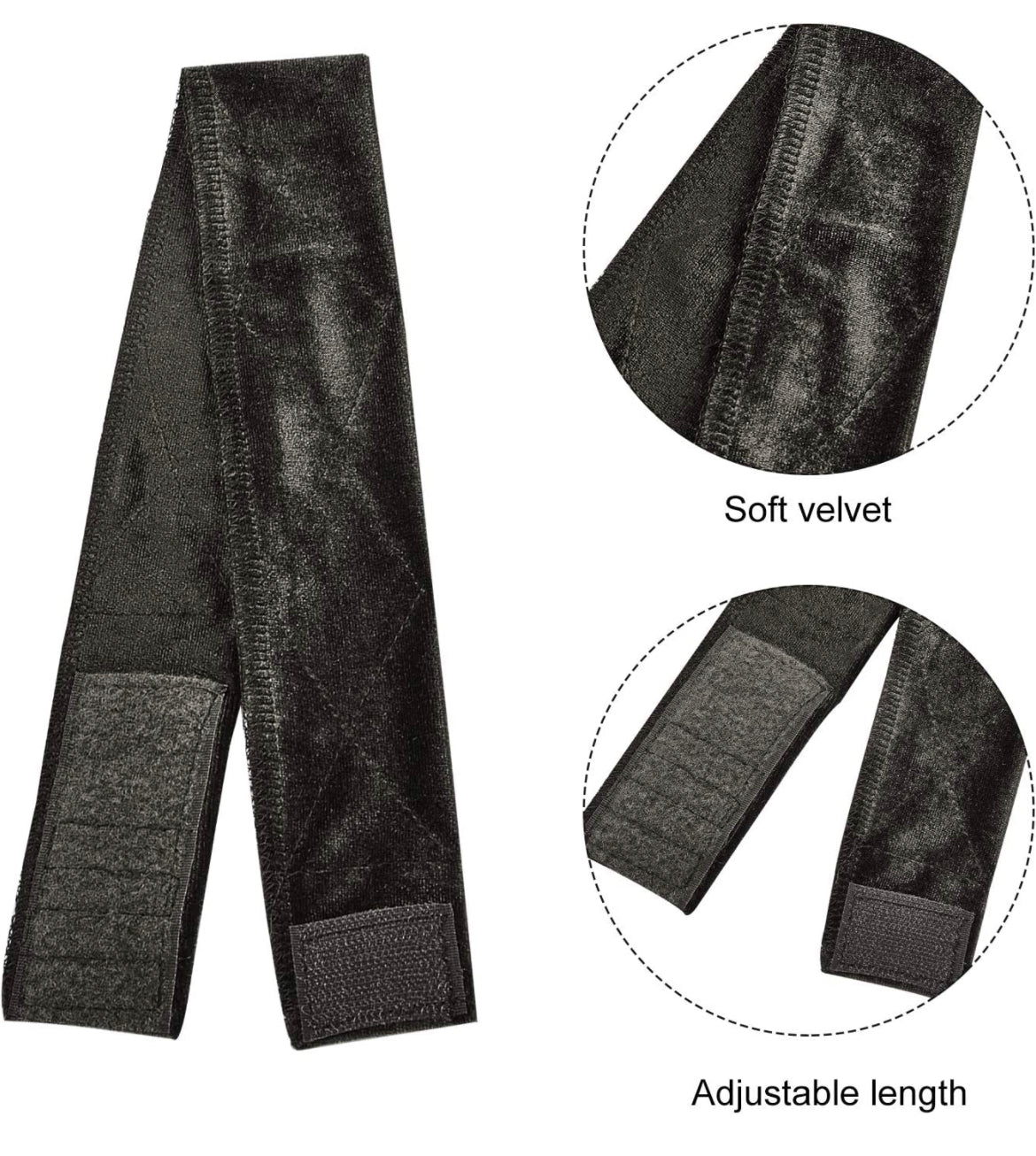 velvet non slip adjustable taji band in black